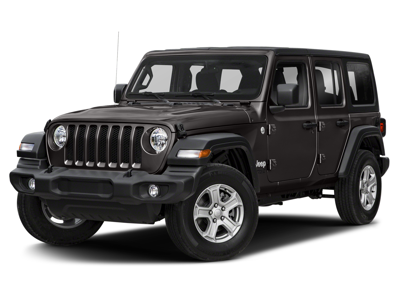 2021 Jeep Wrangler Unlimited Sport 80th ANNIVERSARY in Granite Crystal Metallic Clearcoat — front three-quarter view