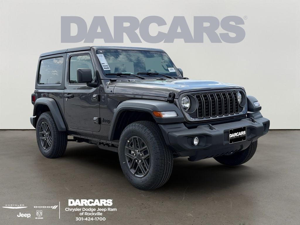 2026 Jeep Wrangler Sport in Granite Crystal Metallic Clear-Coat Exterior Paint — front three-quarter view