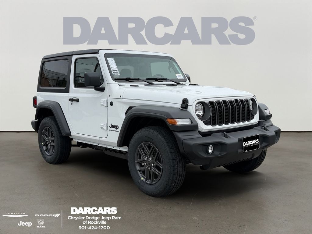 2026 Jeep Wrangler Sport in Bright White Clear-Coat Exterior Paint — front three-quarter view