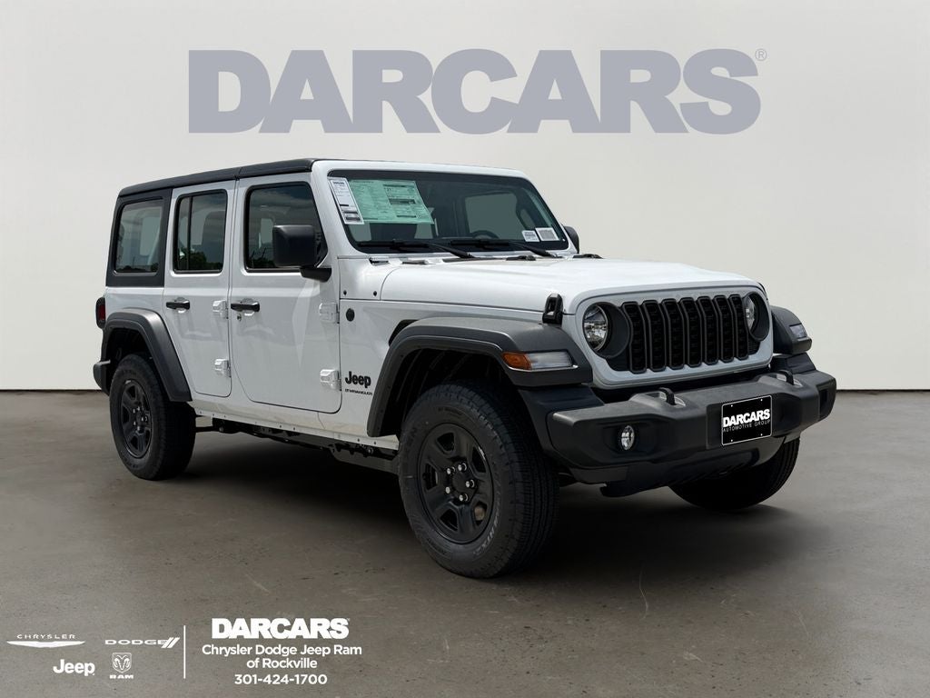 2026 Jeep Wrangler Sport in Bright White Clear-Coat Exterior Paint — front three-quarter view