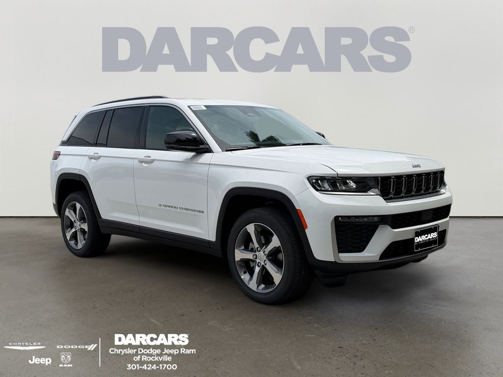 2026 Jeep Grand Cherokee Limited in Bright White Clear-Coat Exterior Paint — front three-quarter view