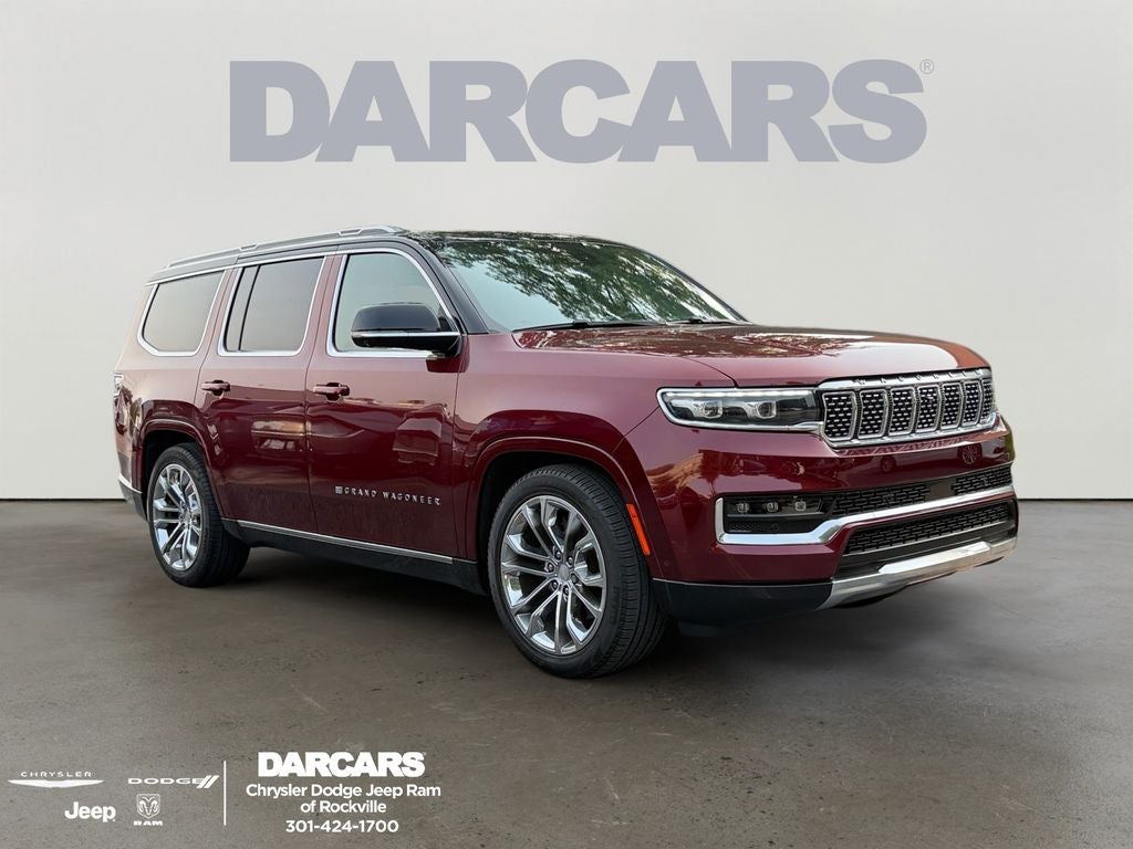 2023 Jeep Grand Wagoneer Series II in Velvet Red Pearlcoat — front three-quarter view