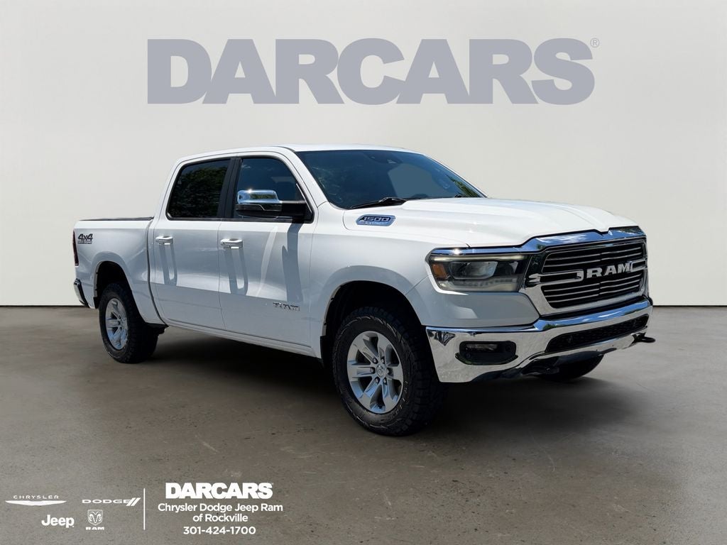 2023 RAM 1500 Laramie in Bright White Clearcoat — front three-quarter view