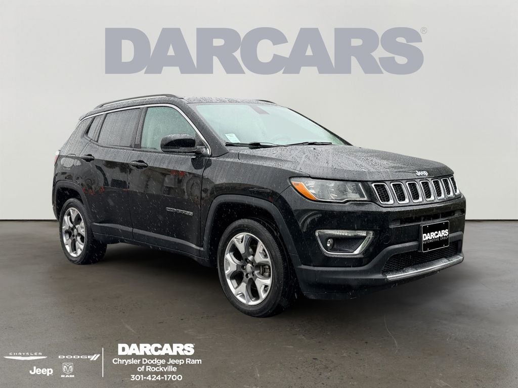 2020 Jeep Compass Limited in Diamond Black Crystal Pearlcoat — front three-quarter view