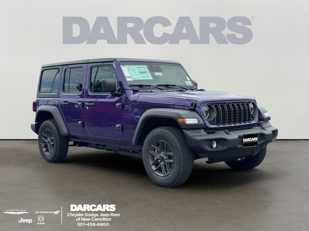 2026 Jeep Wrangler Sport S 3-Piece Hard Top in Reign Exterior Paint — front three-quarter view
