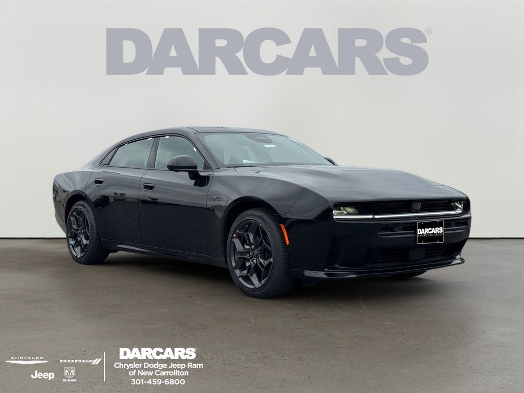 2026 Dodge Charger R/T Plus PLUS in Diamond Black Crystal Pearlcoat — front three-quarter view