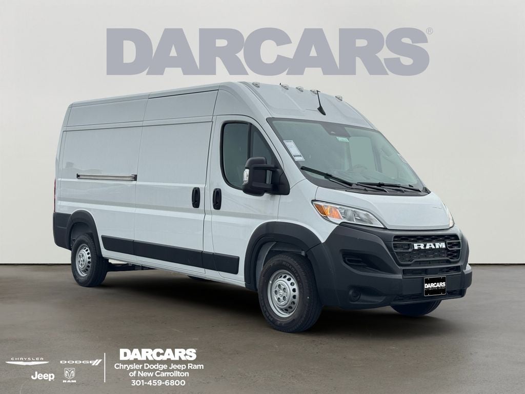 2026 RAM ProMaster 2500 High Roof in Bright White Clear-Coat Exterior Paint — front three-quarter view