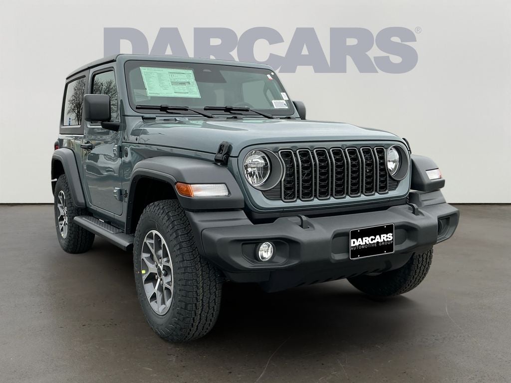 2026 Jeep Wrangler Sport S in Anvil Clear-Coat Exterior Paint — front three-quarter view