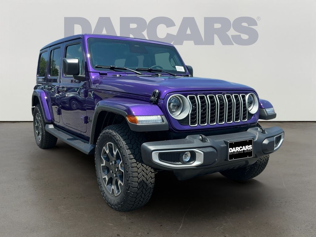 2026 Jeep Wrangler Sahara in Reign Exterior Paint — front three-quarter view