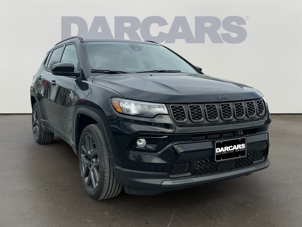 2026 Jeep Compass Limited in Diamond Black Crystal Pearl-Coat Exterior Paint — front three-quarter view