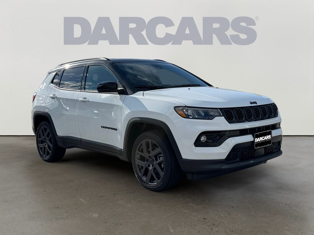 2026 Jeep Compass Limited in Bright White Clear-Coat Exterior Paint — front three-quarter view